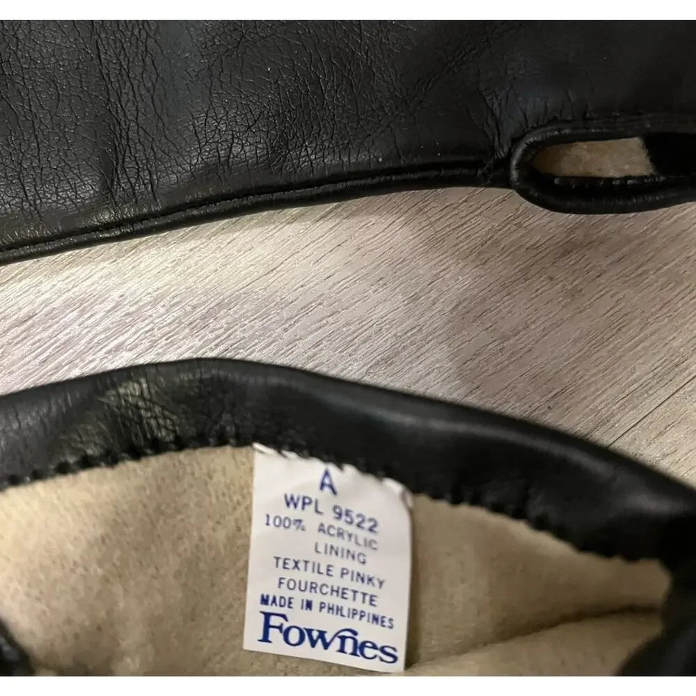 Vintage Fownes Leather Gloves Medium Black Lined Womens Driving Day Dress